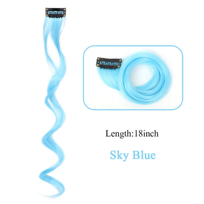HUAYA 18" Synthetic Clip-In Colorful Curly Hair Extension – Ombre Pink Purple Red Blue Hair Piece