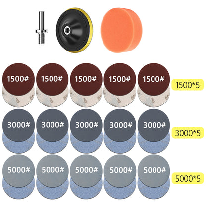 3-Inch Headlight Repair & Restoration Kit — Car Polishing Disc with Auto Waxing Sponge and Sandpaper for Detailing