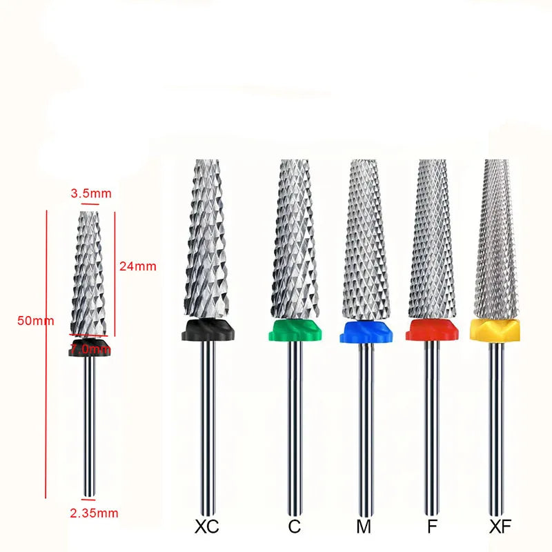 5-in-1 Extra Long 24mm Tungsten Carbide Nail Drill Bits – Safe & Efficient Gel Polish Acrylic Removal Tool