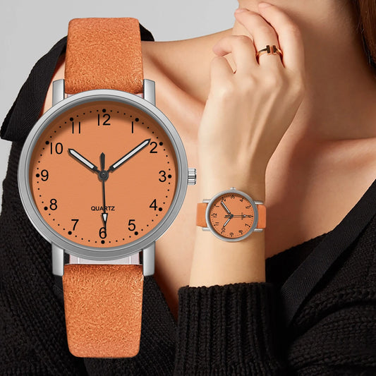 Vintage Women’s Quartz Watch – Leather Strap Wristwatch, Elegant Ladies Watch Gift