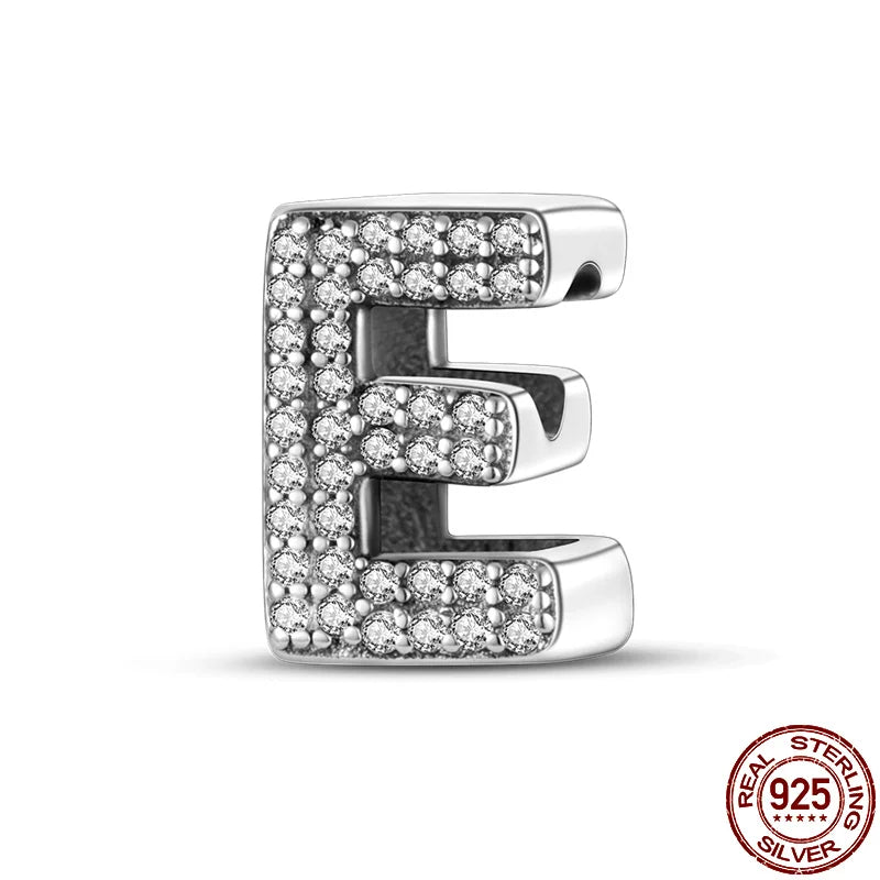 26 A-Z Alphabet Beads 925 Silver LOVE Letter Charms for 3mm Bracelets - CZ Zircon DIY Jewelry Gift