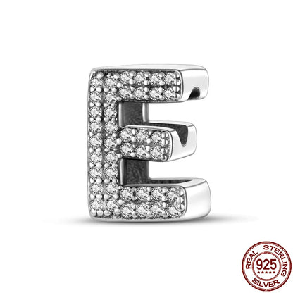 26 A-Z Alphabet Beads 925 Silver LOVE Letter Charms for 3mm Bracelets - CZ Zircon DIY Jewelry Gift