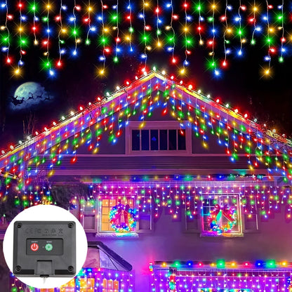162/96 LED Solar Icicle Christmas Lights – Outdoor Waterproof Fairy Lights with 8 Modes for Home, Party & Holiday Decoration