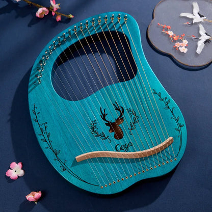 Lyre Harp 19-String – Mahogany Wood Stringed Musical Instrument with Tuning Wrench & Spare Strings