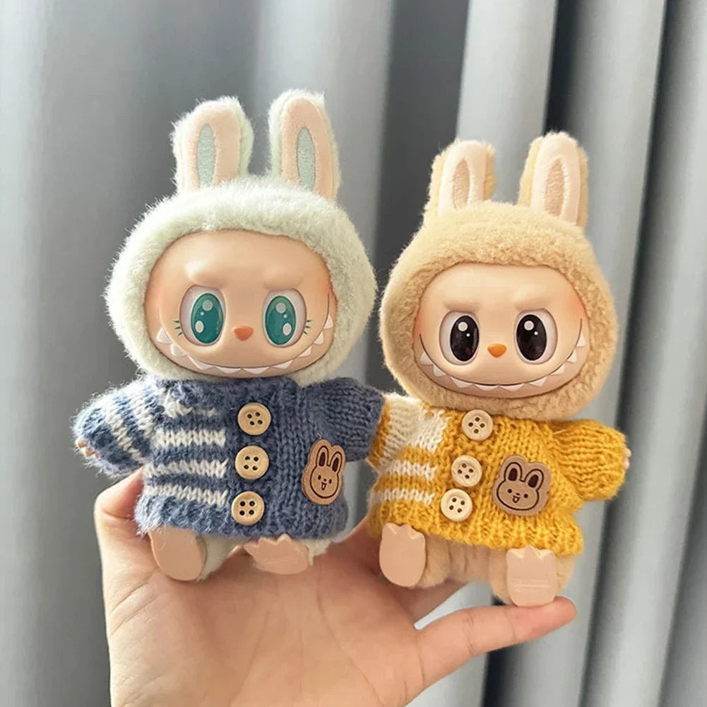 Labubu Doll Clothes Outfit (15-17cm) – Sitting Party Bear Accessories with Scarf, Hat & Bag