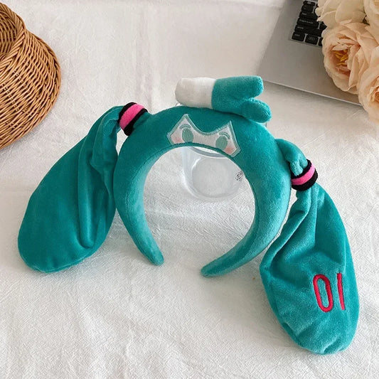 Hatsune Miku Cute Plush Hairband — Soft Headband for Spa, Yoga, Face Washing & Girls Gift