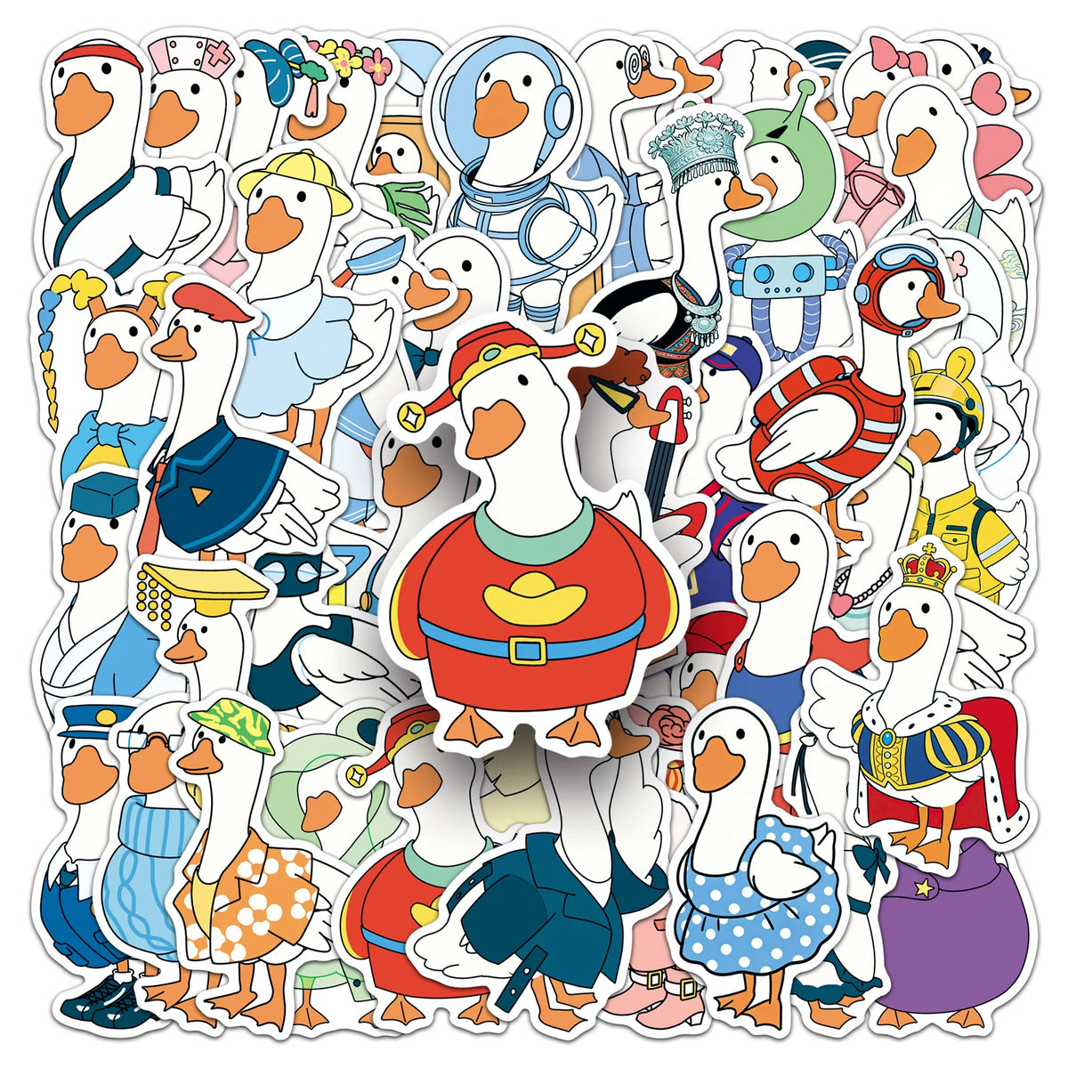 50PCS Cartoon Goose Stickers - Cute Waterproof Animal Decals for Water Bottles, Laptops, Skateboards & Luggage