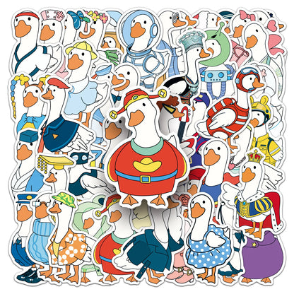 50PCS Cartoon Goose Stickers - Cute Waterproof Animal Decals for Water Bottles, Laptops, Skateboards & Luggage