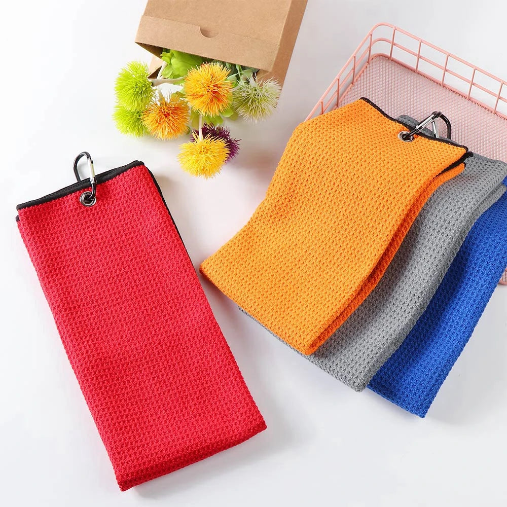Microfiber Golf Ball Towel - 8 Colors Cleaning Towel with Carabiner Hook for Golf Clubs and Accessories