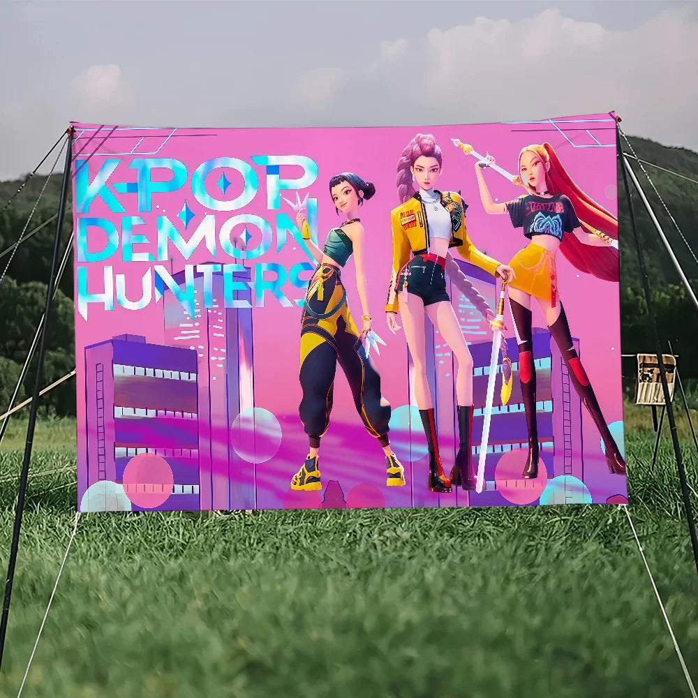 K-Pop Demon Hunters Cartoon Flag – Outdoor, Party & Home Decoration Banner