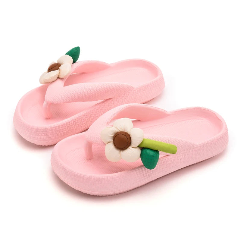 Women’s Phalaenopsis Flower Flip Flops - Cute Multicolor Summer Slippers