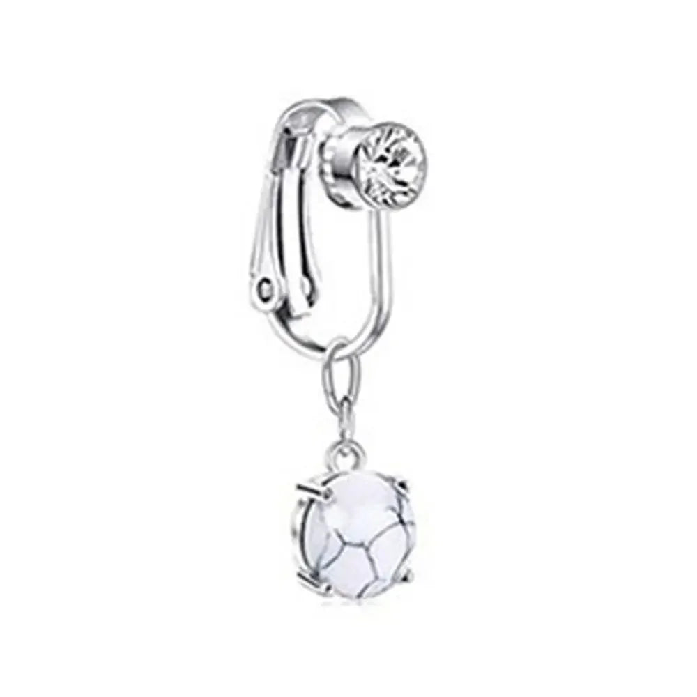 Faux Belly Ring - Non-Piercing Clip-On Navel Button Body Jewelry Belly Piercing Accessory