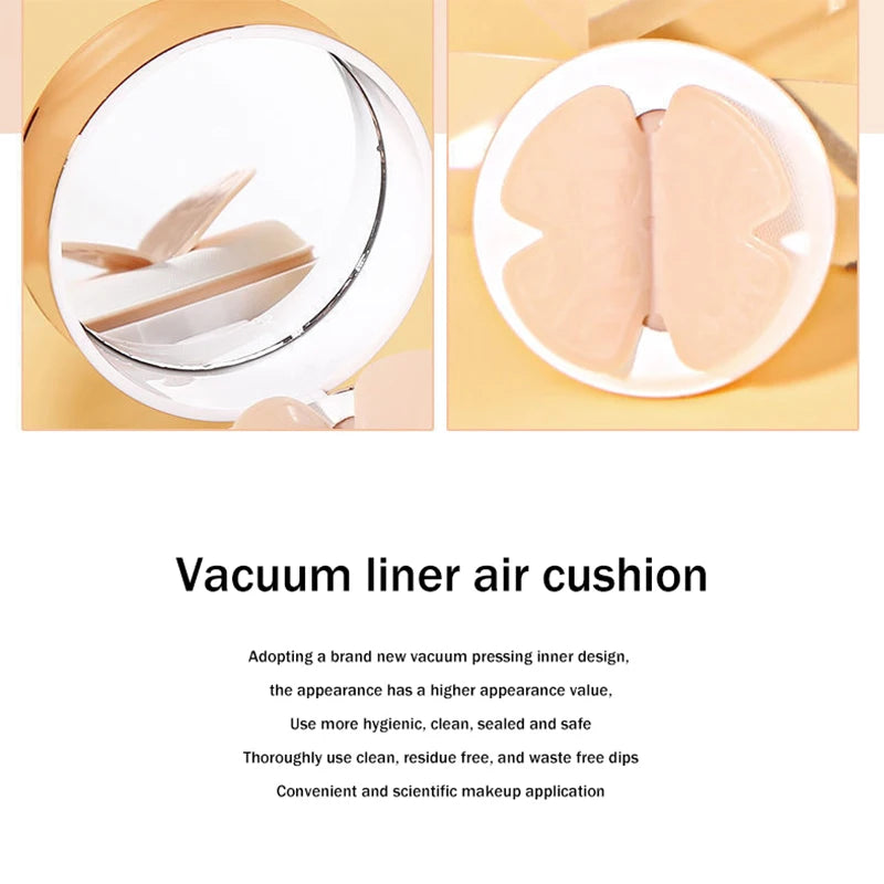 Air Cushion BB Cream with Butterfly Powder Puff – Moisturizing, Whitening, Oil-Control, Waterproof Foundation & Concealer Makeup