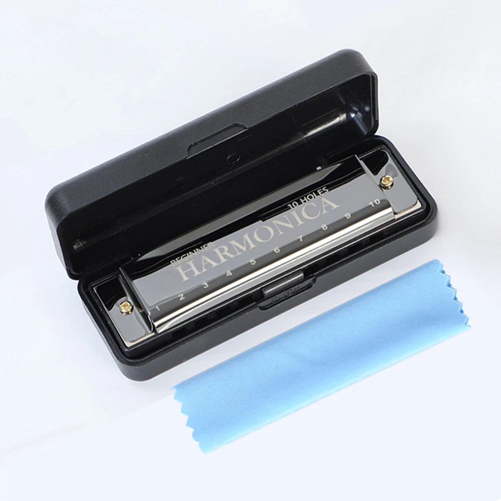 10-Hole C Diatonic Harmonica - Phosphor Bronze Beginner Mouth Organ with Case Kit