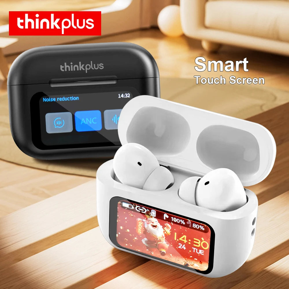 Thinkplus Wireless Bluetooth Earphones - ANC Noise Reduction, HD Mic Call & Gamer Earbuds with LED Touch Screen Control