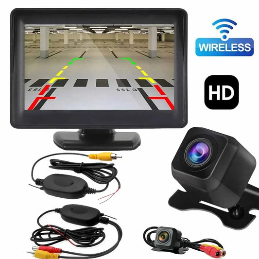 Wireless Car Reversing Backup Camera Kit – 4.3" Rear View Monitor for Vehicle Parking
