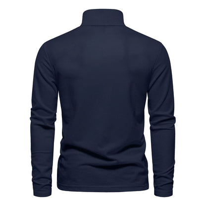 Men's Long Sleeve Embroidered Polo Shirt - Business Casual Solid Color Deer Design