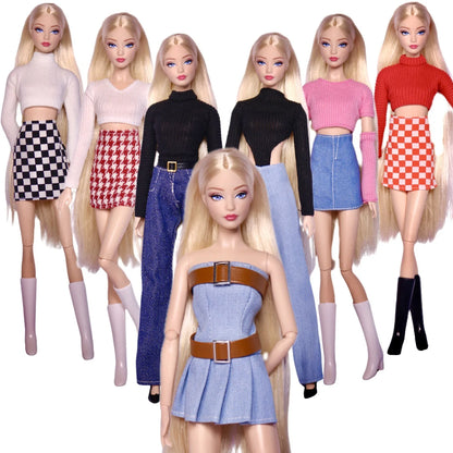 Doll Clothes for 30CM Barbie – Short Skirt, Outer Garment, Pants & Shoes Accessories