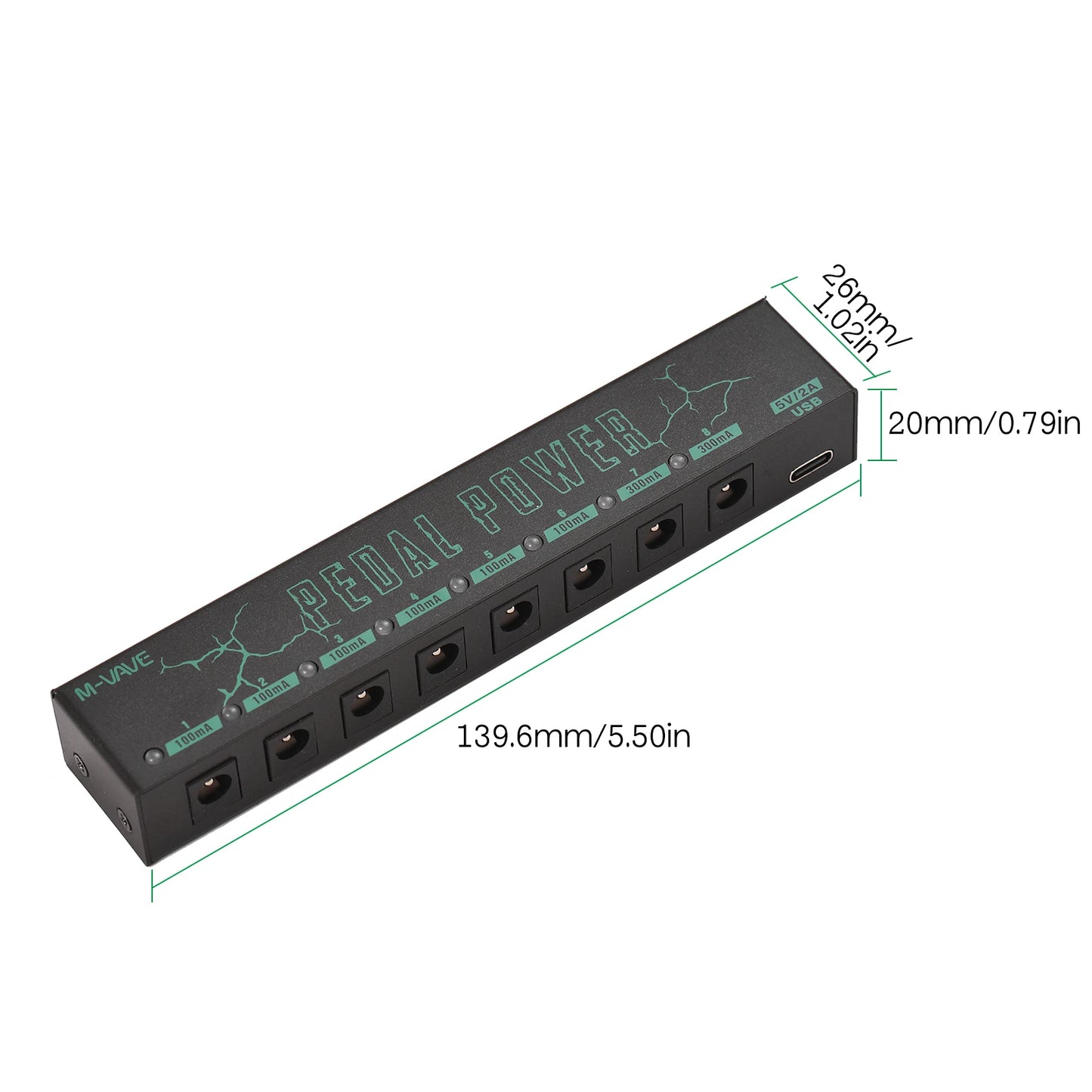 M-VAVE PEDAL POWER - Guitar Pedal Power Supply with 8 Isolated DC Outputs for Guitar Effectors