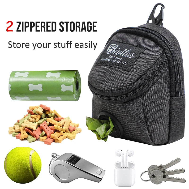 Pet Dog Treat Pouch & Poop Dispenser - Portable Multifunctional Training Bag, Durable Outdoor Travel Dog Accessories
