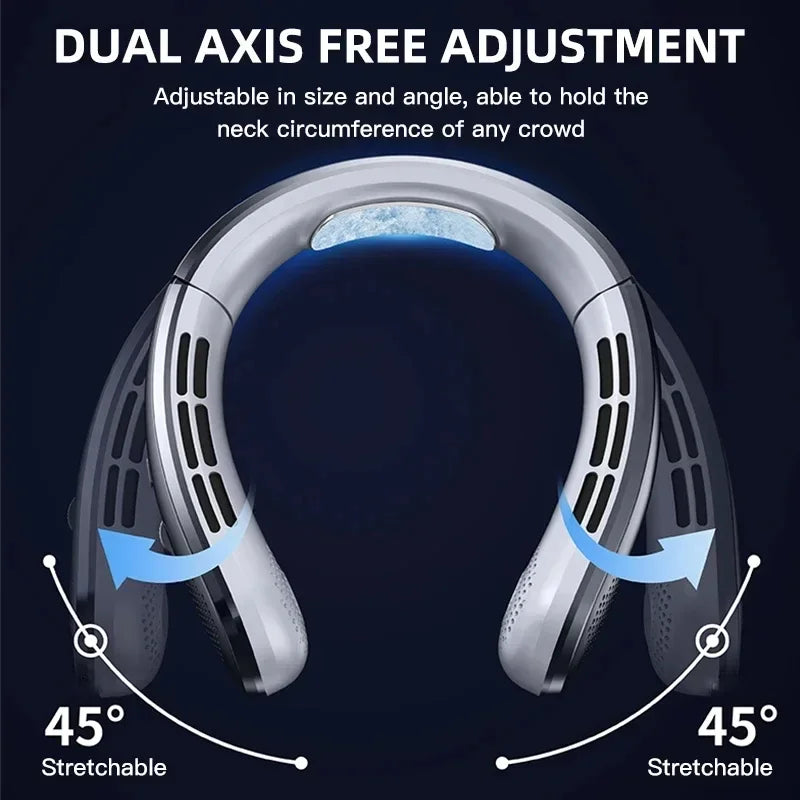 8000mAh Bladeless Neck Fan – Portable USB Rechargeable Hanging Fan with LED Digital Display, Silent Mini Personal Air Cooler for Travel & Outdoor Use