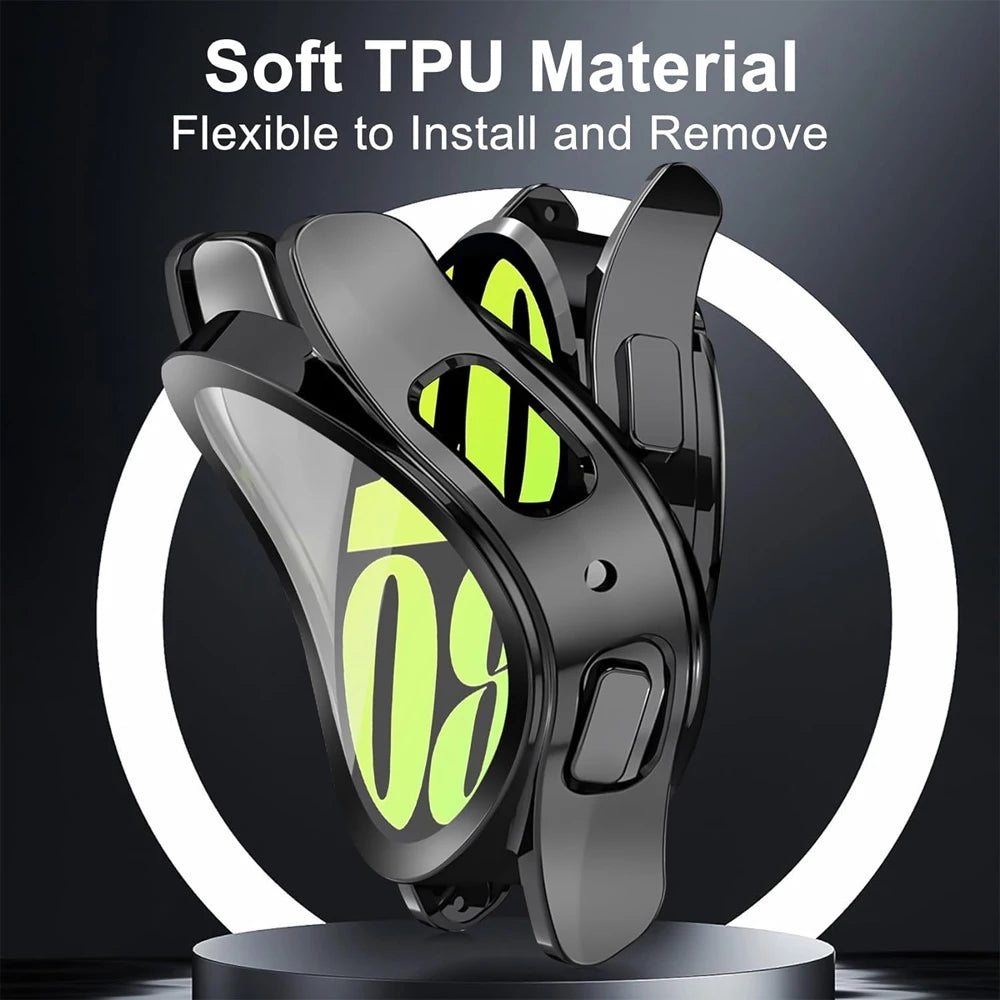 Samsung Galaxy Watch 6 Protective Case - Soft TPU Full-Cover Bumper with Screen Protector for 40mm and 44mm Models