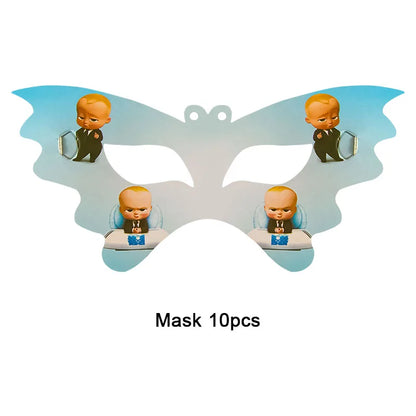 Cartoon Boss Baby Birthday Party Set - Disposable Tableware, Backdrop & Balloons for Kids Baby Shower Decor