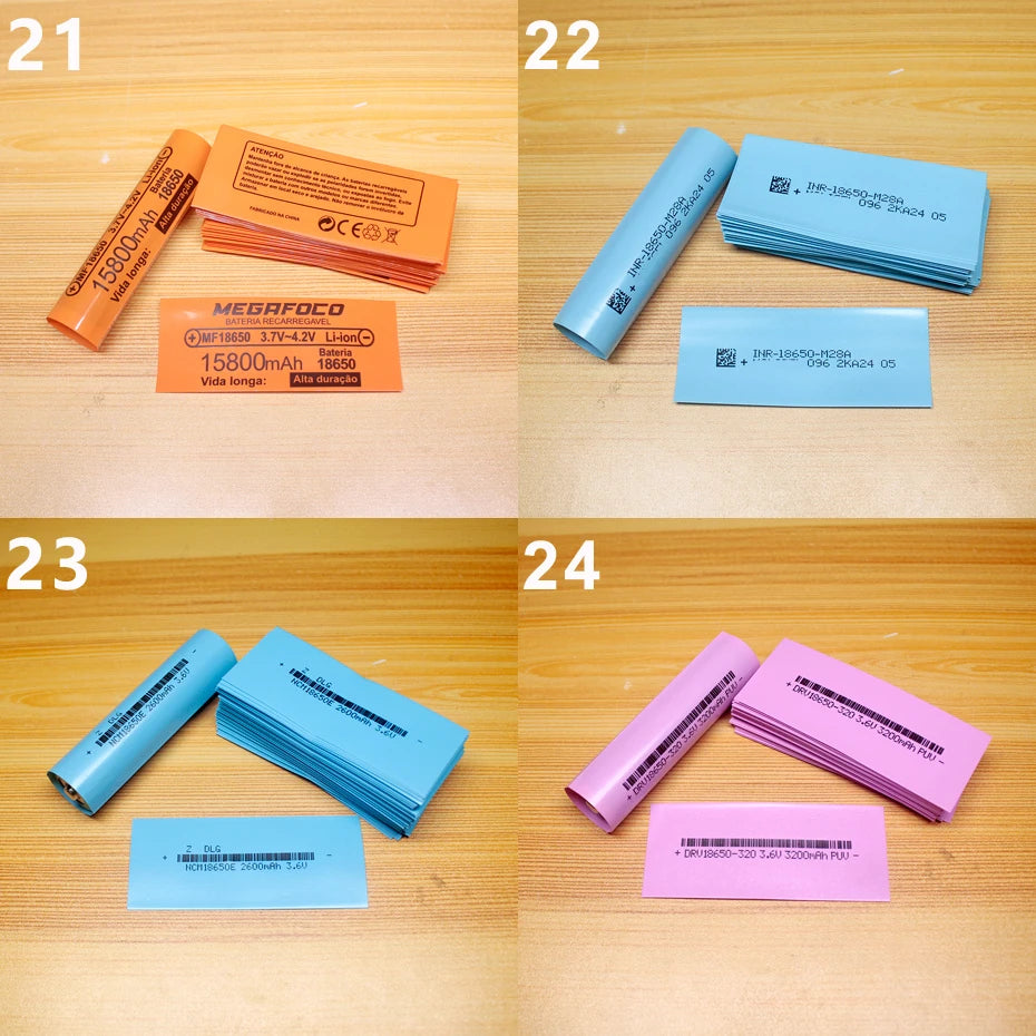 100pcs 18650 Lithium Battery Heat Shrink Wrap PVC Sleeves – Insulation Packaging Film for Battery Protection