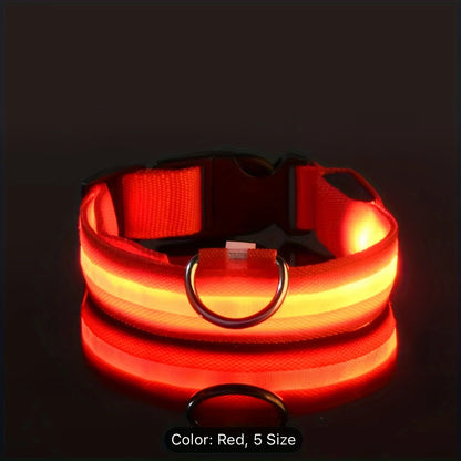 Reflective LED Dog Collar – Night Safety, Durable Geometric Pattern, Battery-Powered for Small/Medium Breeds