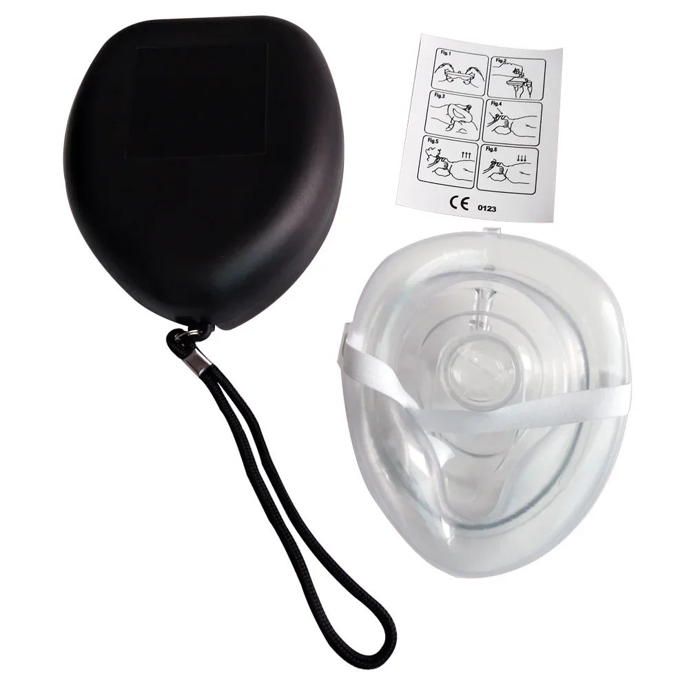 Professional CPR Breathing Mask with One-Way Valve — Reusable First Aid Rescue Tool