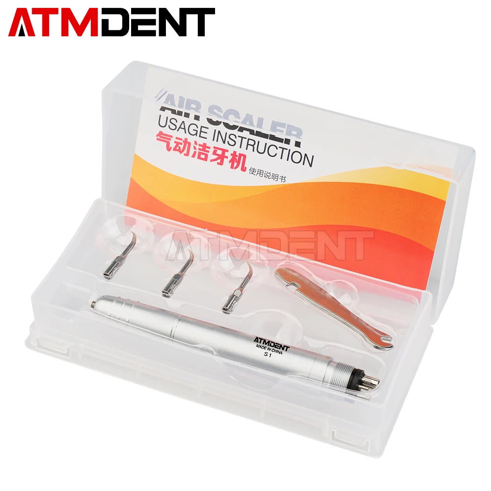 Dental Ultrasonic Air Scaler with 3 Tips – Tooth Calculus Remover & Cleaner Handpiece for Teeth Whitening, Dentist Lab Tool