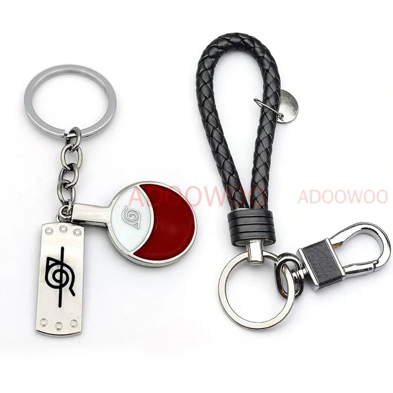 Bandai Naruto Red Cloud Alloy Keychain Set – 20 Styles Anime Woven Leather Rope Charm Car Pendant Punk Jewelry Gift Accessories