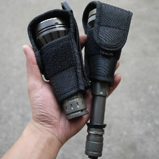Tactical Flashlight Holster - Nylon MOLLE Torch Pouch with Waist Belt Pack for Hunting & Camping