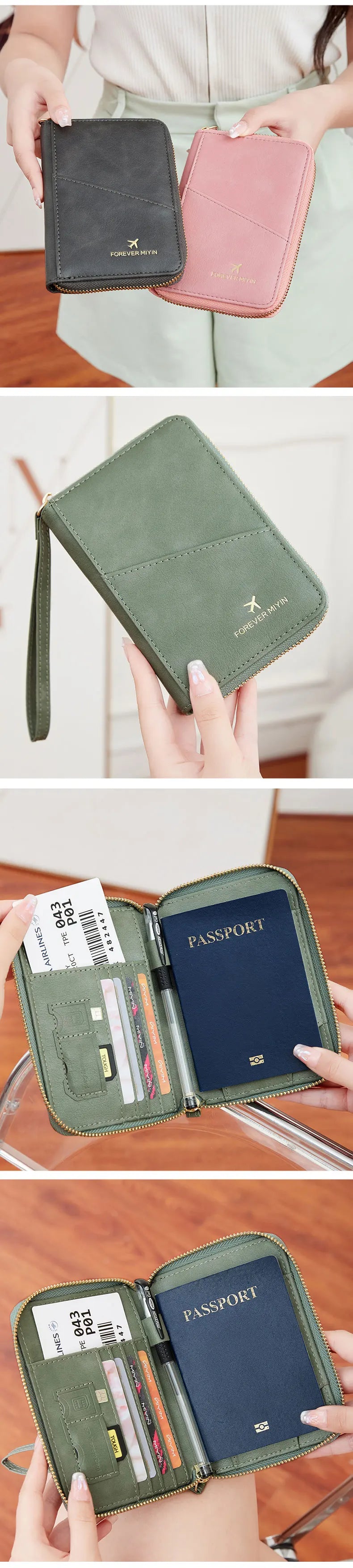 New Retro RFID PU Leather Passport Bag – Fashionable Multifunctional Passport Cover & Travel Clip for Men & Women