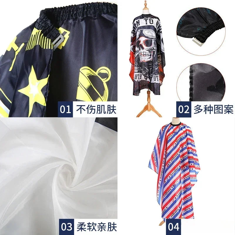 Retro Hairdressing Cape – Waterproof Patterned Salon Barber Gown, Professional Hair Stylist Cutting Apron