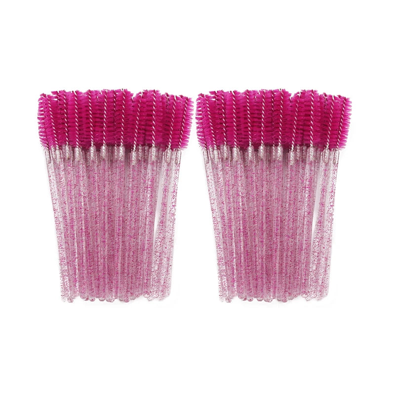 ANNAFRIS 50PCS Disposable Eyelash Brushes - Soft Crystal Lash Extension & Eyebrow Makeup Mascara Wands