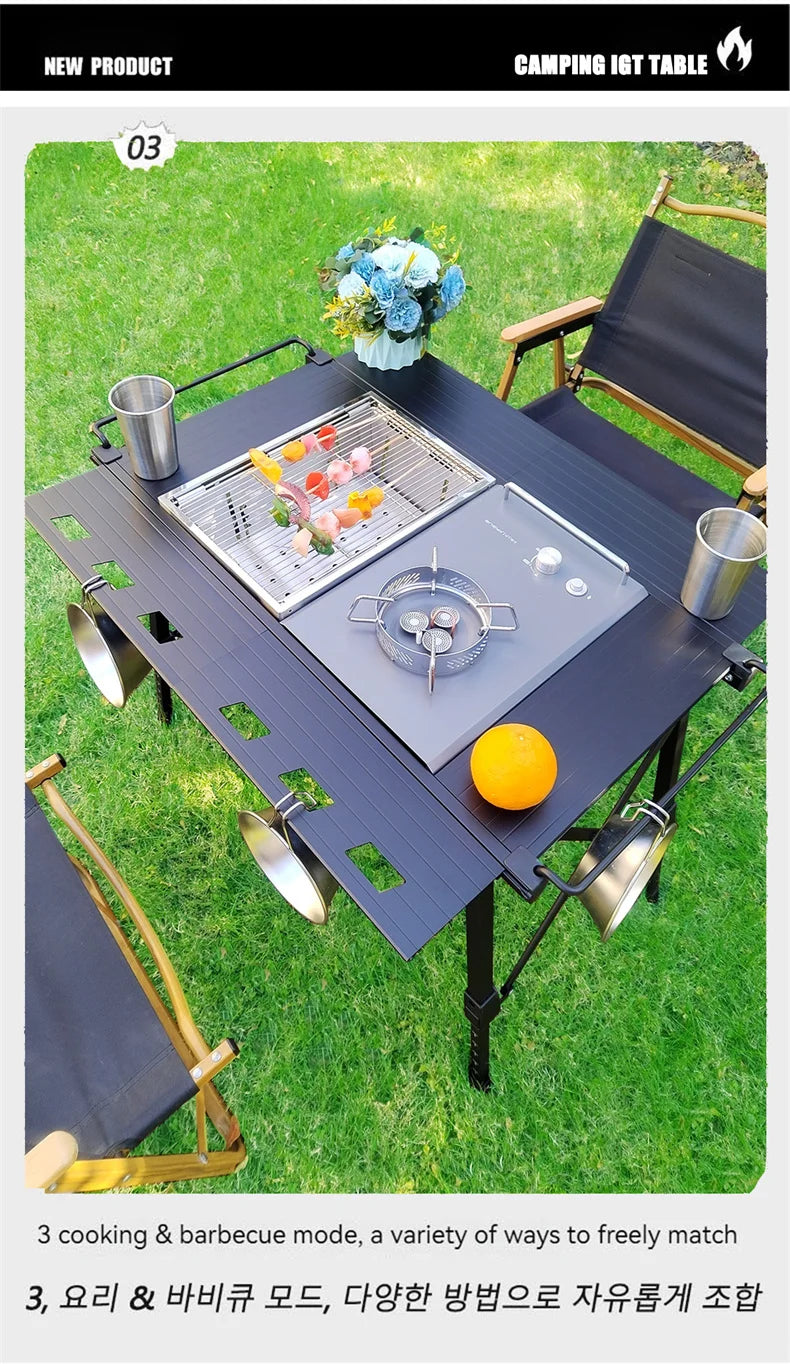 Lohascamping Folding Camping IGT Table – Lightweight Portable Roll Table with Adjustable Legs for BBQ, Desktop Burner & Backpacking