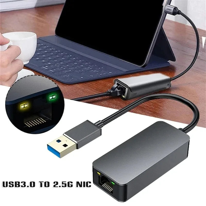 2500Mbps USB 3.0 Wired Ethernet Adapter – USB Type-C to RJ45 LAN Network Card for PC, MacBook, Windows Laptop