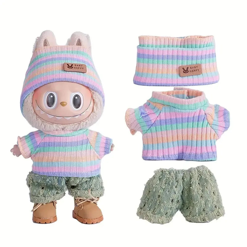 Labubu Doll Cute Sweater Set – 17cm Doll Clothes & Shoes DIY Accessories for Training, Sitting, Party Games, and Gifts