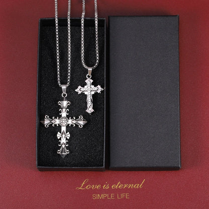 High-Quality Titanium Steel Cross Pendant Necklace – Non-Fading Hip-Hop Chain, Trendy Unisex Statement Jewelry for Men and Women