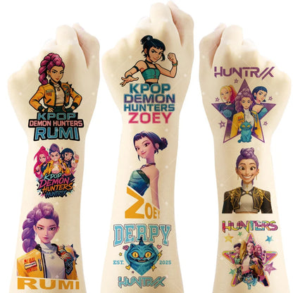20-25pcs Rumi KPop Demon Hunters Temporary Tattoo Stickers – Cute Cartoon Waterproof Tattoos, Fun Party Gift Ideas