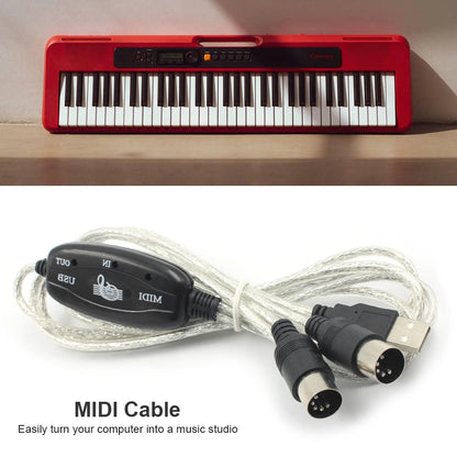 USB MIDI Cable Interface - USB to MIDI IN/OUT Converter Adapter for Keyboard, PC Audio & Music Recording