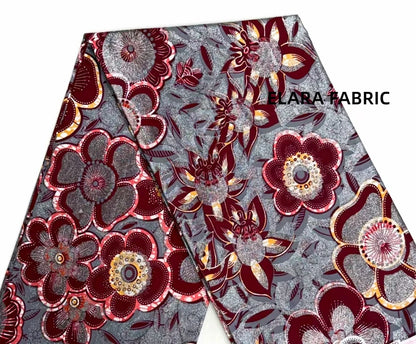 African Golden Glitter Wax Fabric - Soft Cotton Ankara Batik Print Material for Uniforms