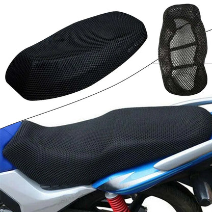 Breathable 3D Mesh Motorcycle Seat Cover Pad - Anti-Slip Cushion for Moped, Motorbike, and Scooter, Black Grid Seat Cover