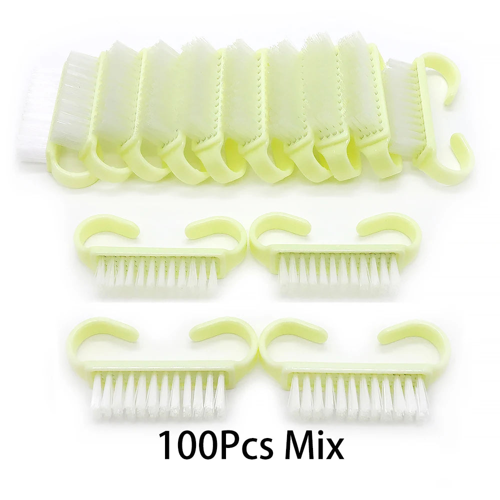 10/20/50/100pcs Nail Cleaning Brush Set - Handle Grip Fingernail Scrubber Tools for Men & Women Manicure Care