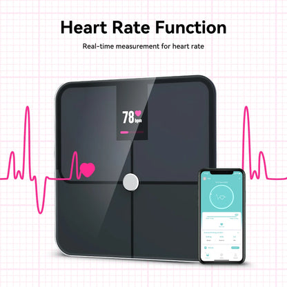 Digital Body Fat Scale — Smart TFT Color Screen with Heart Rate Monitoring for Precise Body Weight Measurement