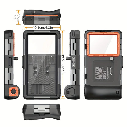 Waterproof Phone Case - 15m Diving Protective Housing with Lanyard for iPhone & Samsung Phones up to 6.8"