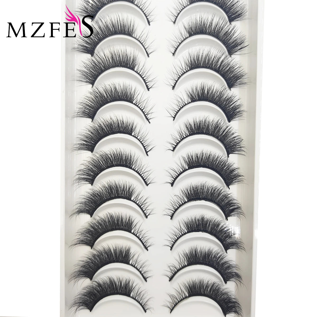10 Pairs 3D Mink False Eyelashes – Soft Natural Cross Messy Dense Lash Extensions Makeup