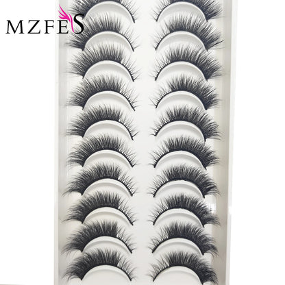 10 Pairs 3D Mink False Eyelashes – Soft Natural Cross Messy Dense Lash Extensions Makeup