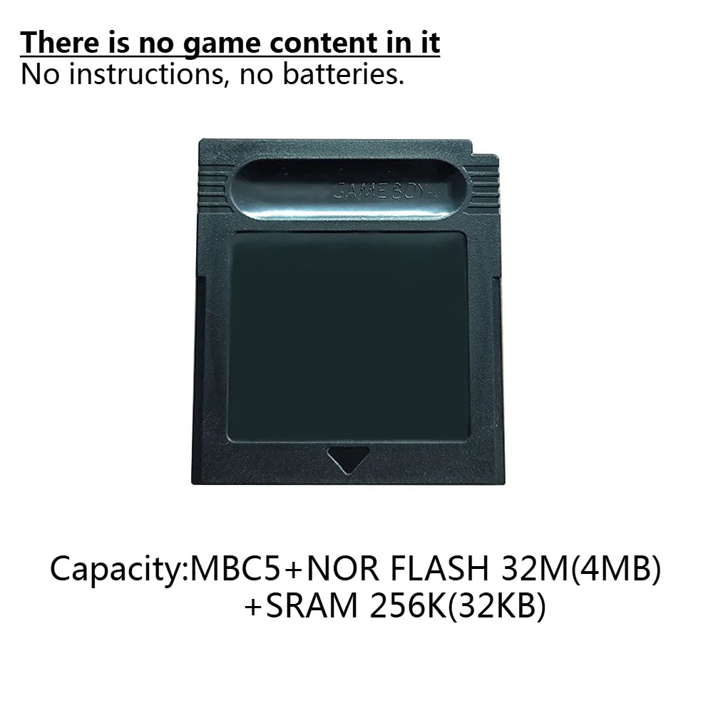 GBC Blank Game Cartridge - Customizable Burnable Game Card with Multicolor Shell, No Battery or Manual Included